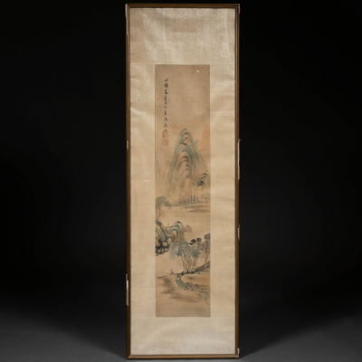 &quot;Escena de Paisaje&quot; Seda china pintada a mano del siglo XIX-XX