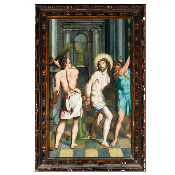La flagelación de Cristo, escuela manierista italiana del siglo XVI.