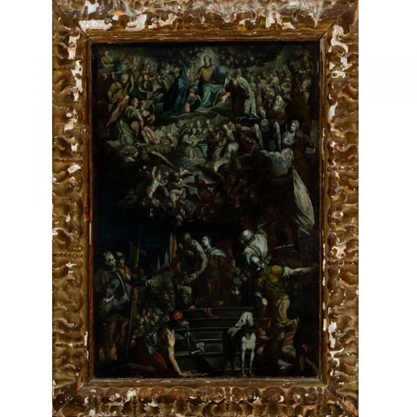 Atribuido a Bernardo Strozzi en su etapa veneciana, El Paraíso o la Gloria - Apoteosis de la Iglesia, escuela de italiana Venecia, primera mitad del siglo XVII. 