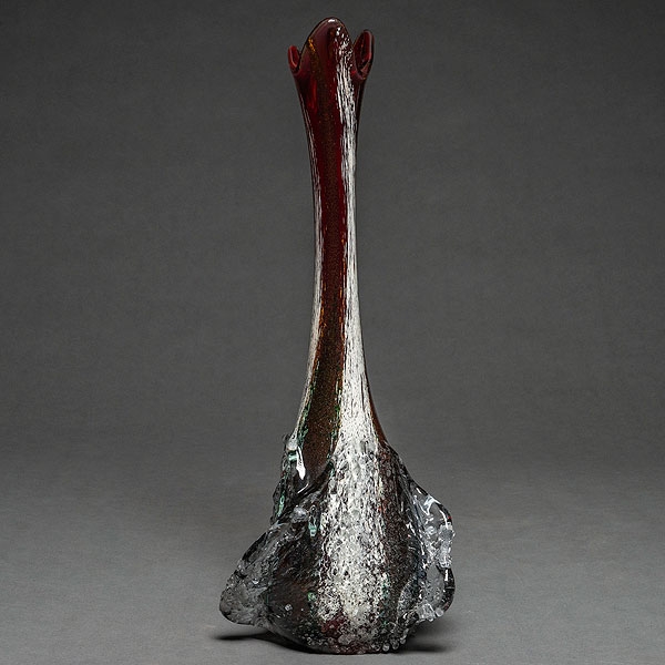 Jarrón de cuello alto en cristal de Murano. Siglo XX