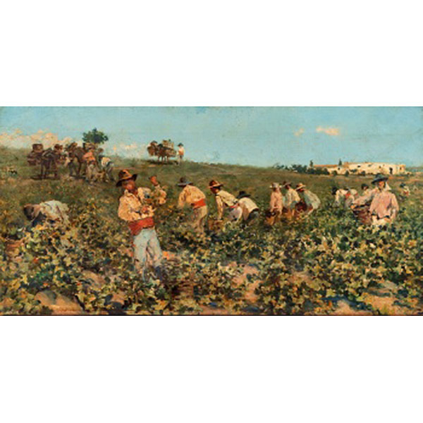 SALVADOR VINIEGRA  (Cádiz 1862 - Madrid 1915) "Agricultores faenando"