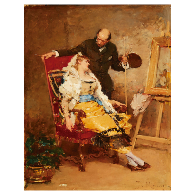 Francisco Miralles Galup (Valencia, 1848-Barcelona, 1901) Pintor y modelo. Óleo sobre tabla.