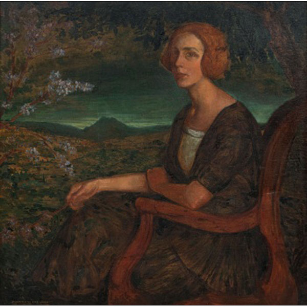 VALENTÍN DE ZUBIAURRE AGUIRREZABAL  (Madrid 1879 - 1963) "Mujer sentada con paisaje al fondo "