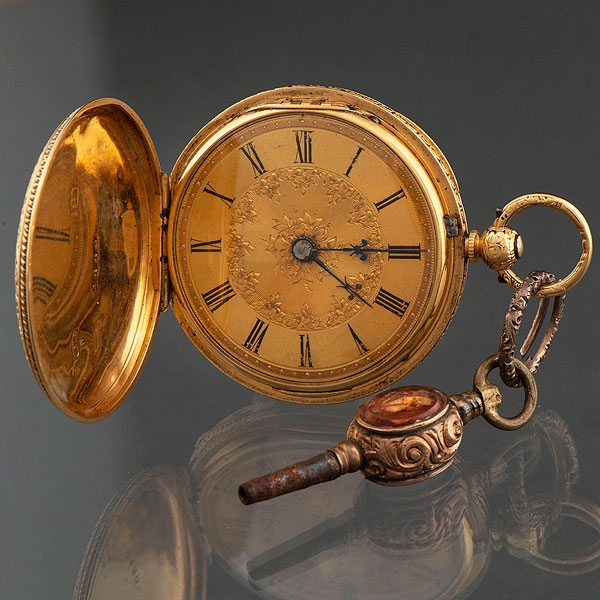 Reloj de bolsillo en oro amarillo de 18 kt. Siglo XIX
