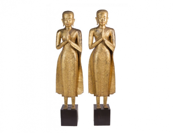 Bodhisattva esculturas en bronce patinado Tailandia, S. XX