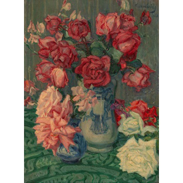 FERNANDO DE AMÁRICA   (Vitoria Álava, 1866 - 1956)  &quot;Jarrón de rosas&quot; 