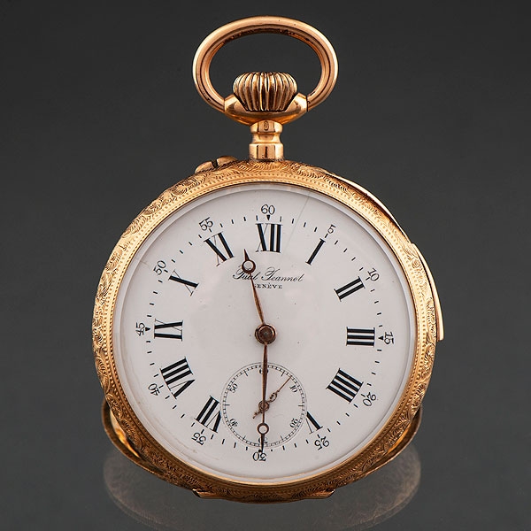 PAUL JEANNOT, GENÉVE Reloj de bolsillo en oro amarillo de 18 kt. Siglo XIX.