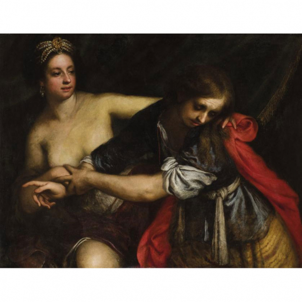 Girolamo Forabosco.   "José y la mujer de Putifar". Óleo sobre lienzo. (1605 - 1679)
