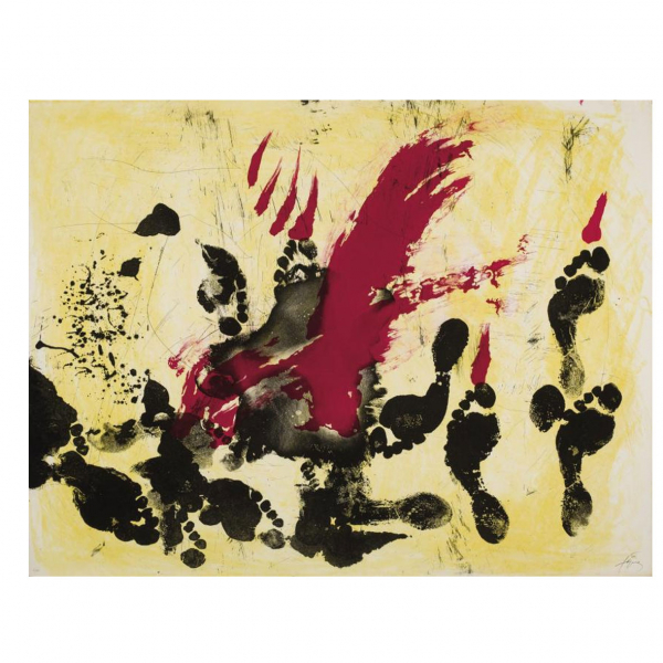 Antoni Tàpies   "La Taca Vermella (1972)". Aguafuerte y aguatinta sobre papel Guarro. Firmado