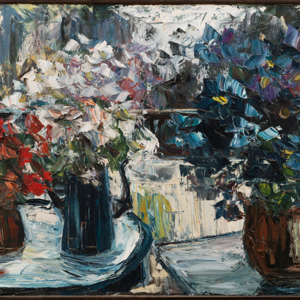 "Mirador con bodegón de flores" c. 1991  IRENE LAFFITE (San Sebastián, 1941 -2001)