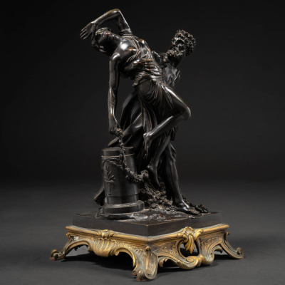 &quot;Rapto de Proserpina por Plutón&quot; Escultura en bronce y base bronce dorado del siglo XIX.
