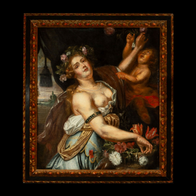 Grande y decorativa &quot;Flora&quot; escuela flamenca antigua del siglo XVII, taller de Peter Paul Rubens (1577-1640).