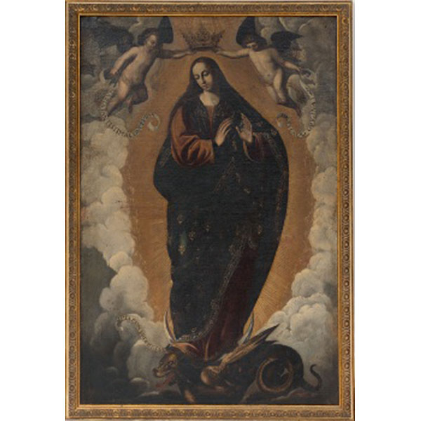 ESCUELA ESPAÑOLA  (S. XVII) "Coronación de la Virgen" Óleo / Lienzo