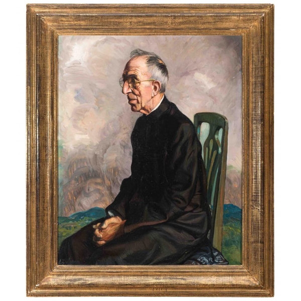 Ignacio Zuloaga (1870 - 1945).   "Retrato de Don Basilio Iraizoz, cura párroco de Igueldo (1936-1937)". Óleo sobre lienzo. 