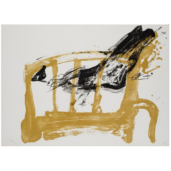 Antoni Tàpies   "Chaise et pied - Variations II (1983)". Litografía sobre papel Rives. Firmada