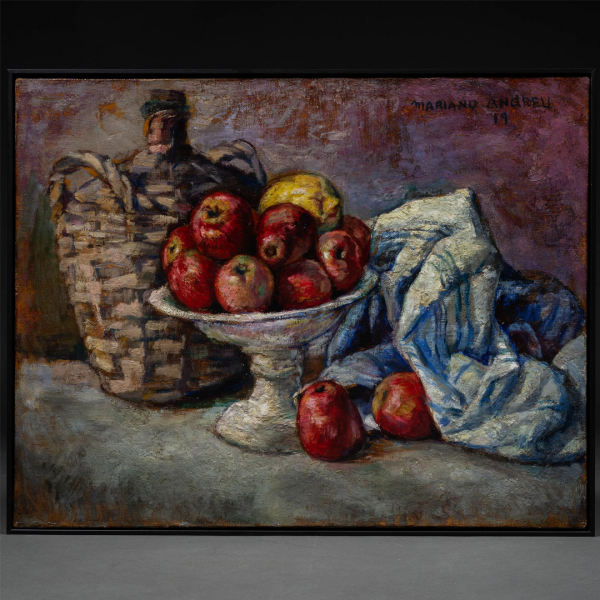 "Bodegón de manzanas y limones"  MARIANO ANDREU (Mataro, 1888-Biarritz, 1976) 