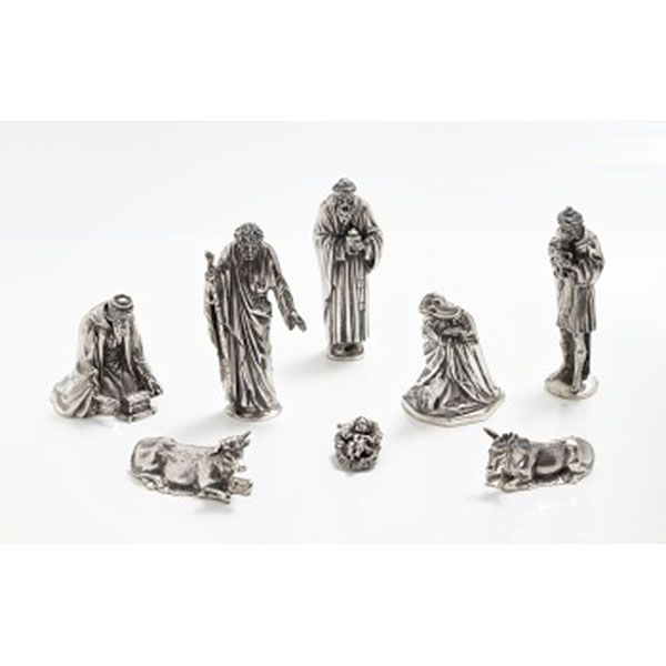 Misterio en plata compuesto por la Virgen María, San José, Niño Jesús... S. XX