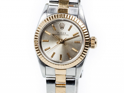 Reloj suizo, sra. ROLEX &#039;Oyster Perpetual&#039; Ref: 67193. En caja, 25 mm, y brazalete &#039;President&#039; de acero y oro.