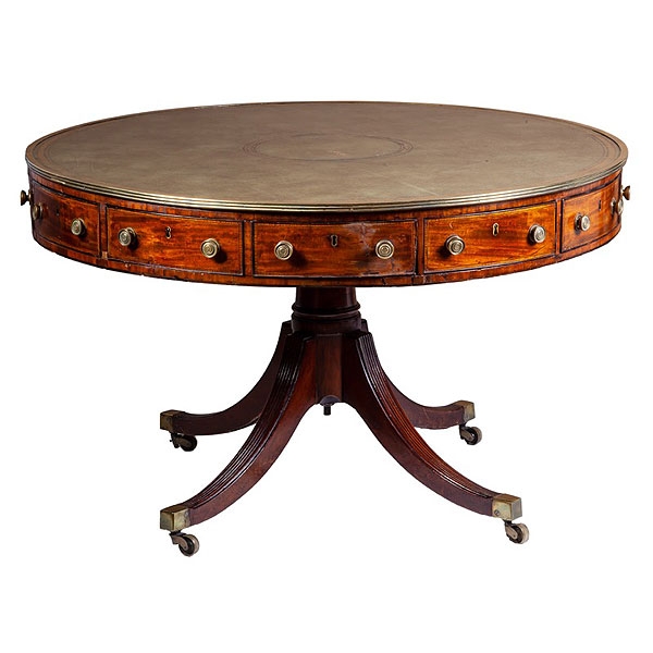 "Drum table" inglesa de caoba Jorge III 