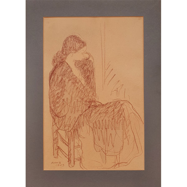 Isidre Nonell Monturiol: "Gitana sentada" (1909) Dibujo