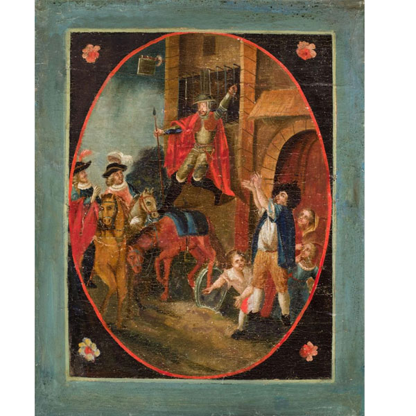 ESCUELA COLONIAL S. XVIII "Dos escenas del Quijote". 