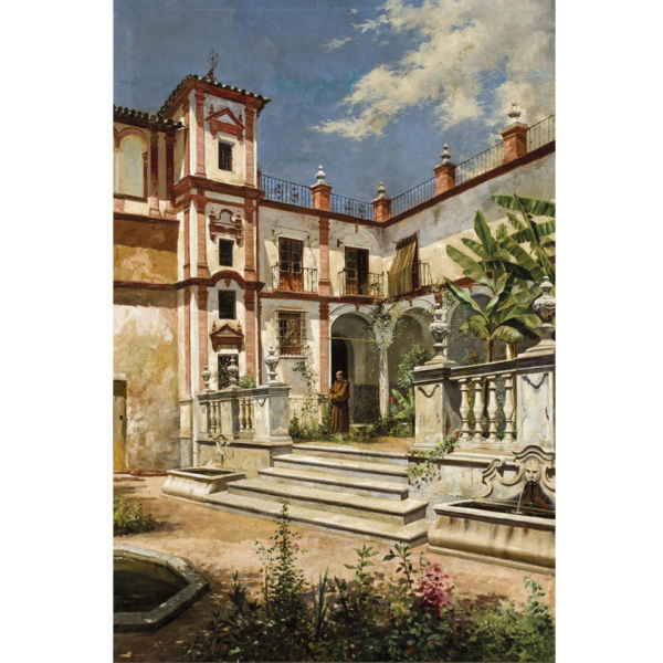 José Fernández Alvarado (1865 - 1935) "Palacio Episcopal de Málaga". Óleo sobre lienzo.