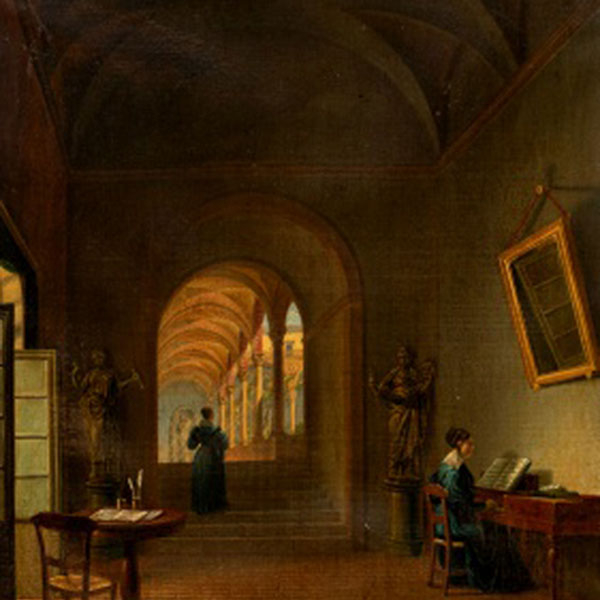 JOSEP ARRAU BARBA  (Barcelona 1802 - 1872) "Interior de convento"