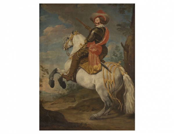CÍRCULO DE DIEGO VELÁZQUEZ  Retrato del Conde Duque de Olivares a caballo