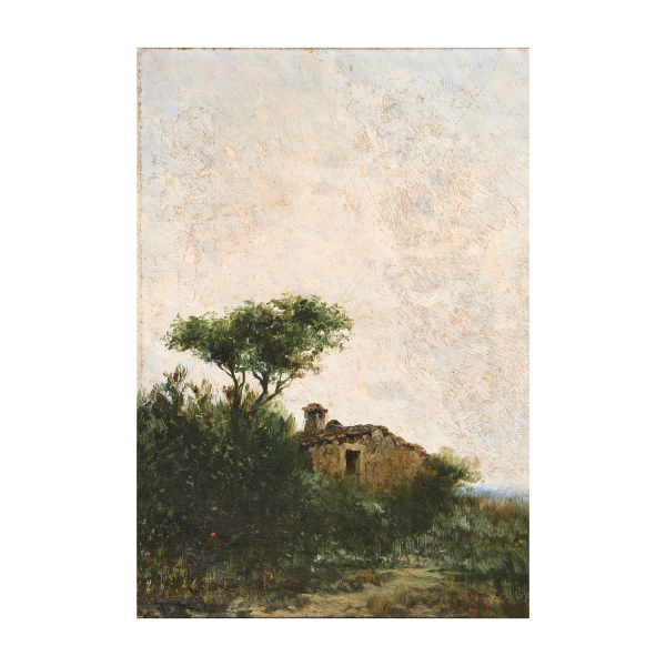 Modest Urgell Inglada (Barcelona, 1839-1919) Vista rural. Óleo sobre tela. Firmado.