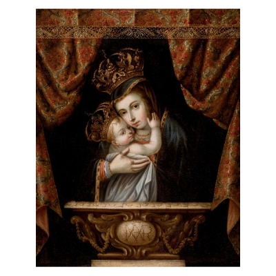 Escuela Colonial S. XVII. Virgen con Niño