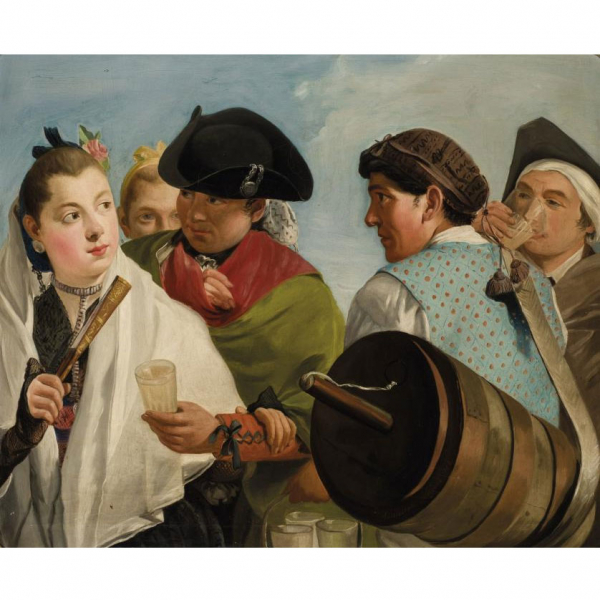 SEGUIDOR DE LORENZO TIÉPOLO. ASUNCIÓN NÁGERA.   "El vendedor de limonada (1858)". Óleo sobre lienzo