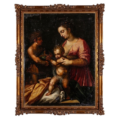 Escuela italiana S.XVII Virgen con Niño y San Juanito
