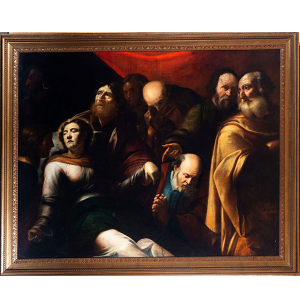 "La Muerte de María", escuela Caravaggista italiana del siglo XVII, Roma o Nápoles.