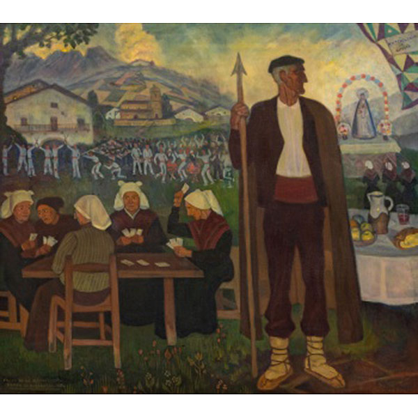 RAMÓN DE ZUBIAURRE Y AGUIRREZABAL  (Garay, Vizcaya 1882 - Madrid 1969) "Domingo en mi aldea"
