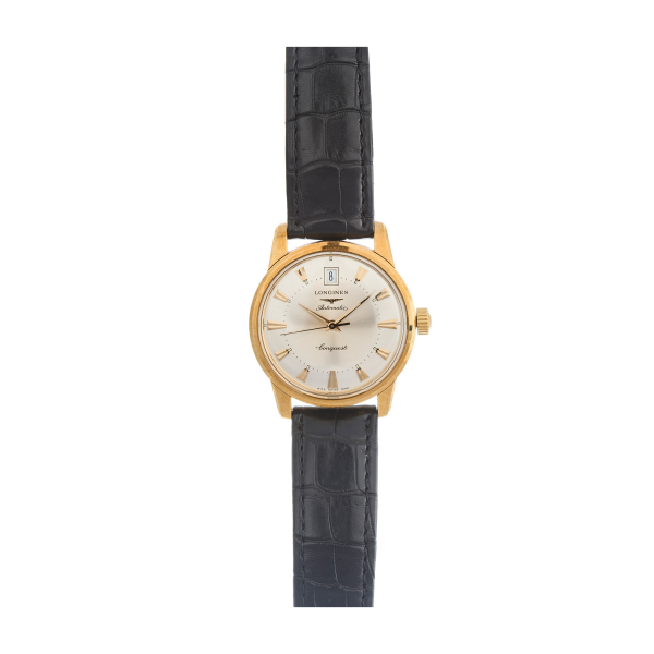 Reloj Longines «Conquest» de pulsera para caballero, c.1960. En oro y correa de piel. Ref-Nº 28218723.