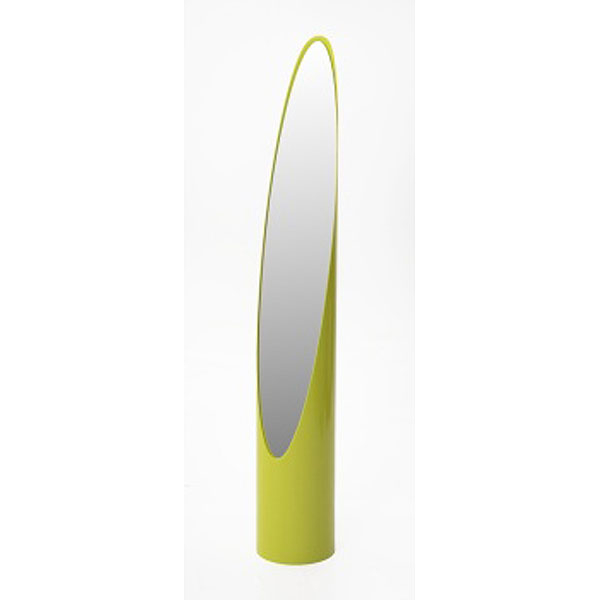 Espejo de pie en plástico verde. Modelo Lip-she. Diseñador Roger Lecal.