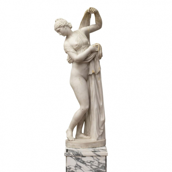 ESCUELA ITALIANA O FRANCESA S. XIX "Odalisca". Dama realizada en mármol blanco tallado y pulido.