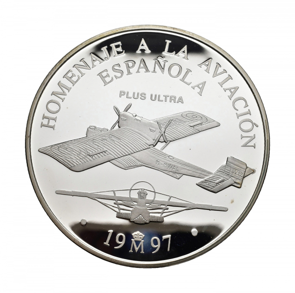 Moneda España, 25 Euros de plata, año 1997. Homenaje a la Aviación Española.