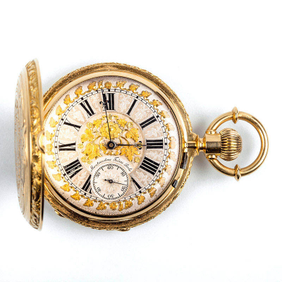 Gran reloj saboneta suizo MONTANDON FRERES, Nº 4025, LOCLE, en sólida caja de oro amarillo