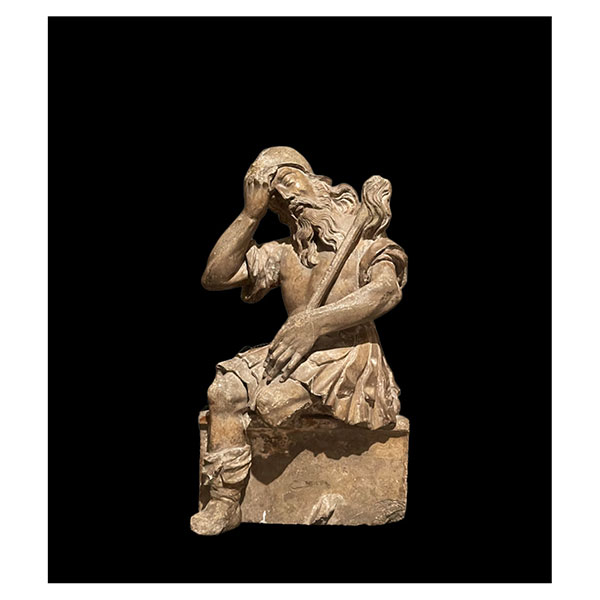 Estefatón, Legionario Romano Medieval en piedra tallada, trabajo Medieval francés de Lorena (Francia) o Sur de Alemania, siglo XV. 