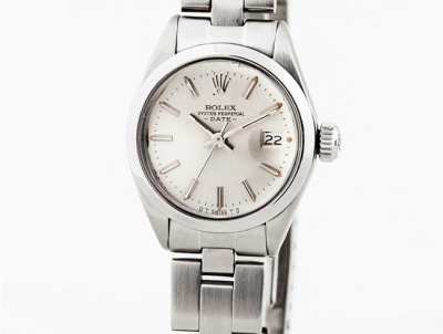 Reloj suizo vintage, sra. ROLEX, Mod. &#039;Oyster Perpetual&#039;, y brazalete de acero &#039;President&#039;.