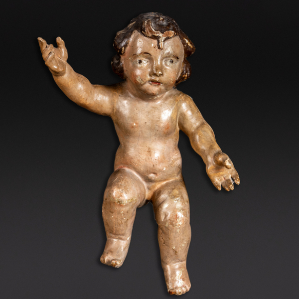 "Niño" Escultura en madera tallada y policromada. Trabajo español, Siglo XVIII