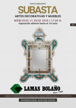 LAMAS BOLA&Ntilde;O. Subasta Artes Decorativas 15 Julio 2026