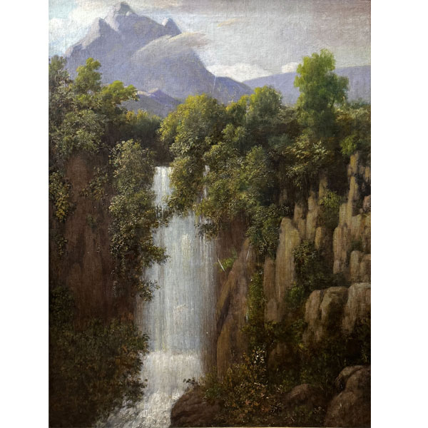 Pere Màrtir ARRAUT. (Puigcerdà, , c. 1818 - Barcelona ?, c. 1875). &quot;PAISAJE DEL PIRINEO&quot; (1850).   Óleo sobre lienzo
