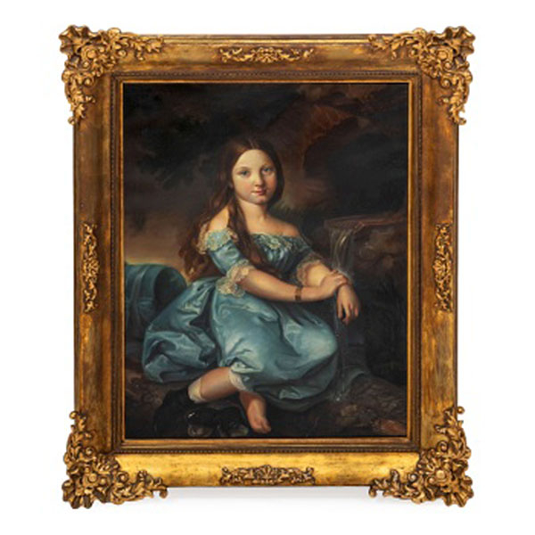  ESCUELA ESPAÑOLA   (Pp. S. XX)  "Retrato de Luisa de Prat y Gandiola . Marquesa de Barbacon"  Óleo / Lienzo 