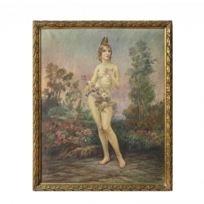 Enrique Pertegás Ferrer (1884-1962) &quot;Verge Nua&quot;, 1917    Óleo sobre lienzo. Firmado