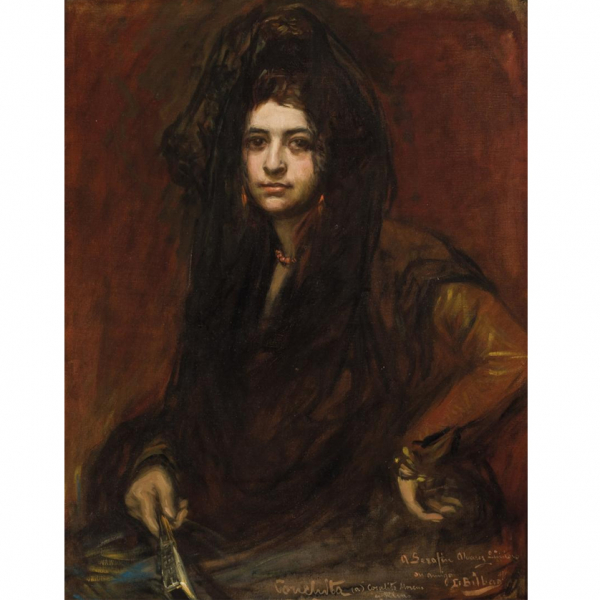 Gonzalo Bilbao (1860 - 1938).   &quot;Conchita - Coralita Moreno y Rivas&quot;. Óleo sobre lienzo.