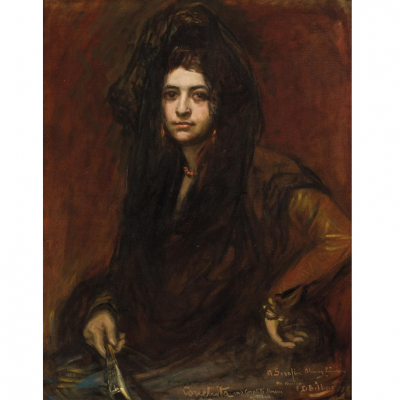 Gonzalo Bilbao (1860 - 1938).   &quot;Conchita - Coralita Moreno y Rivas&quot;. Óleo sobre lienzo.