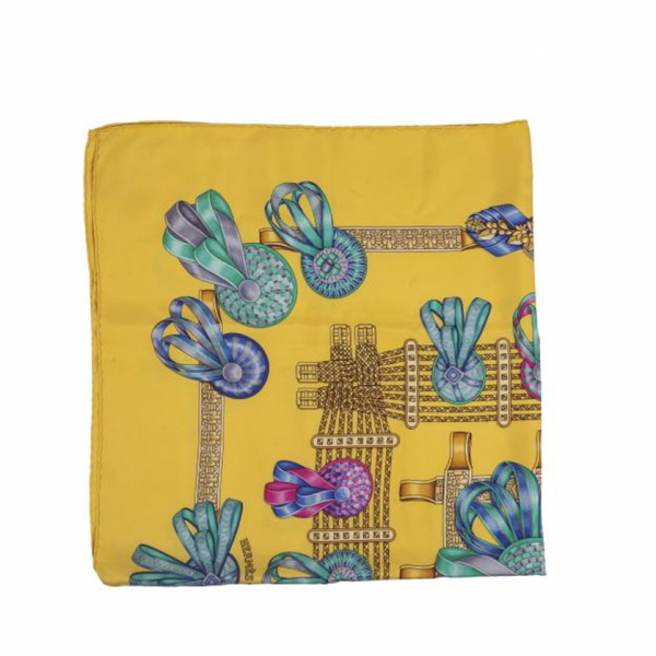 HERMES. "Les Rubans du Cheval", pañuelo en twill de seda. 