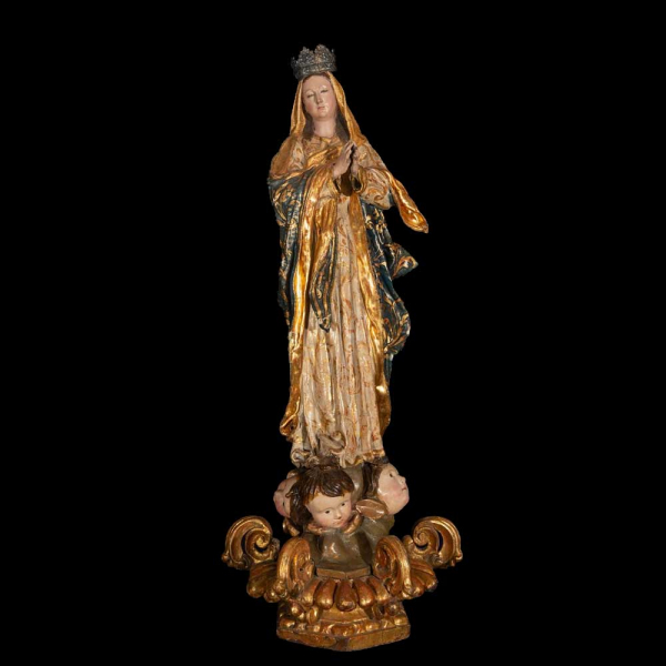 ESCUELA COLONIAL DE QUITO - CÍRCULO DE BERNARDO DE LEGARDA (1700-1773) Gran Virgen Inmaculada en Gloria.